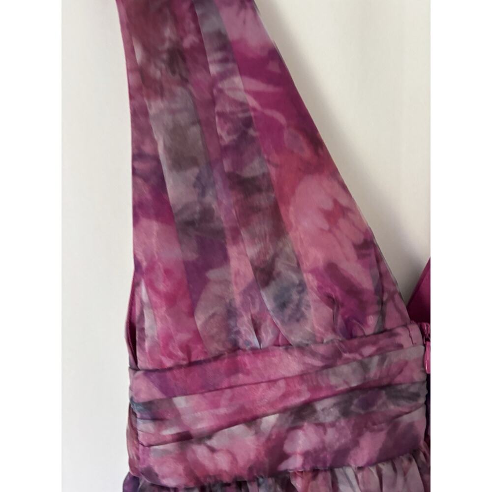 Lulus Dress Small Gown Aline Maxi Long Pink Floral Vneck Sleeveless New - Picture 5 of 13